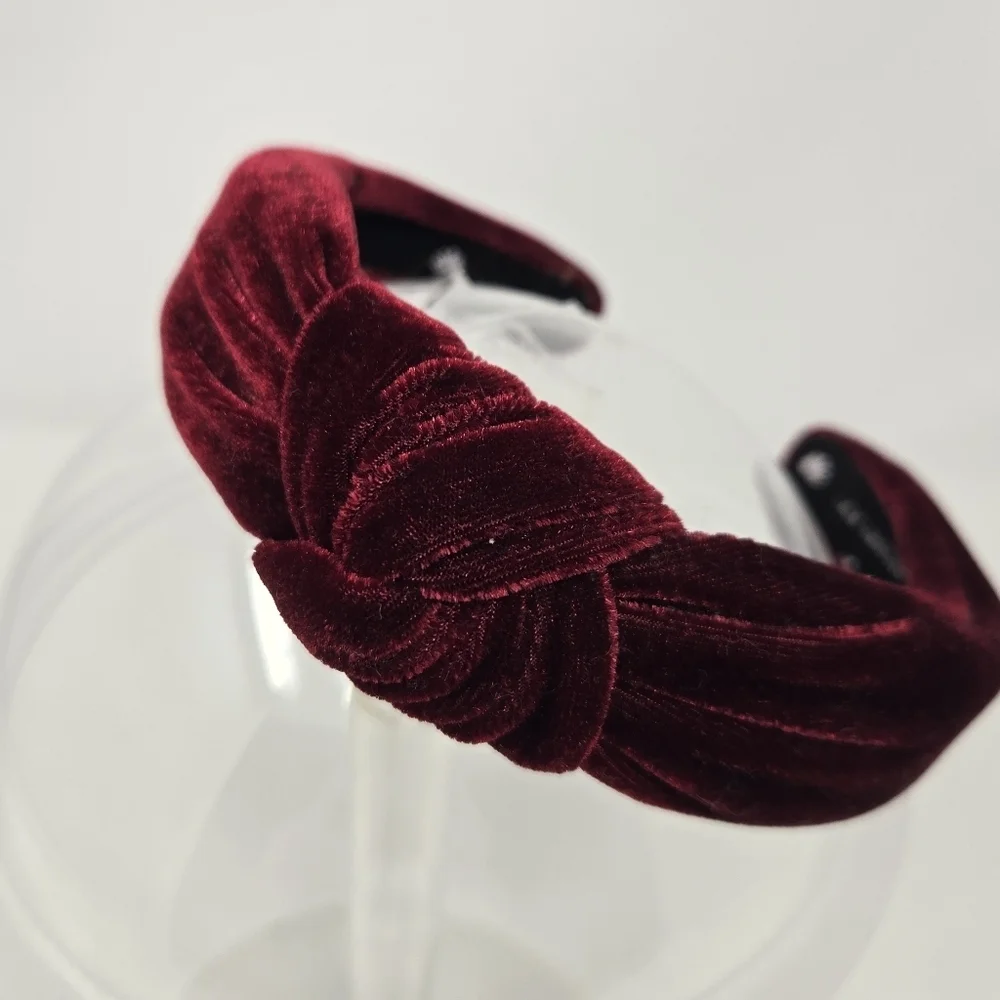 LELE SADOUGHI MAROON OXBLOOD VELVET HEADBAND TOP KNOT HAIR ACCESSORY WOMEN OS